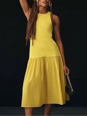 Anthropologie Maeve Yellow Sleeveless midi Dress